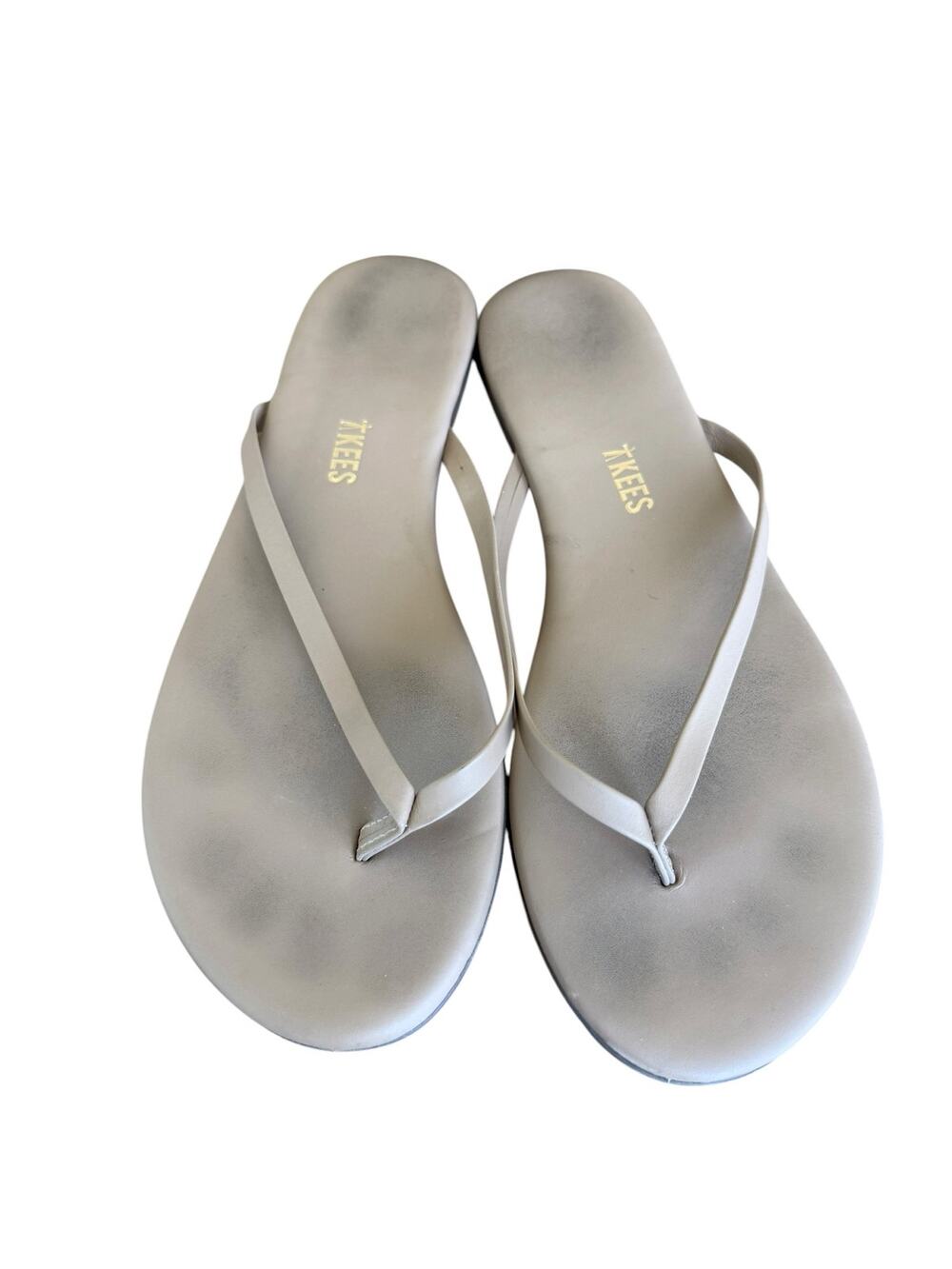 TKEES Solids No. 9 Leather Flip Flops Women’s 9 Taupe Thong Sandals Neutral